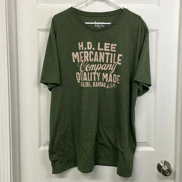 Lee T Shirt Retro Lee Mercantile Company Quality Made Mens Size XXL Army Green - Picture 1 of 4